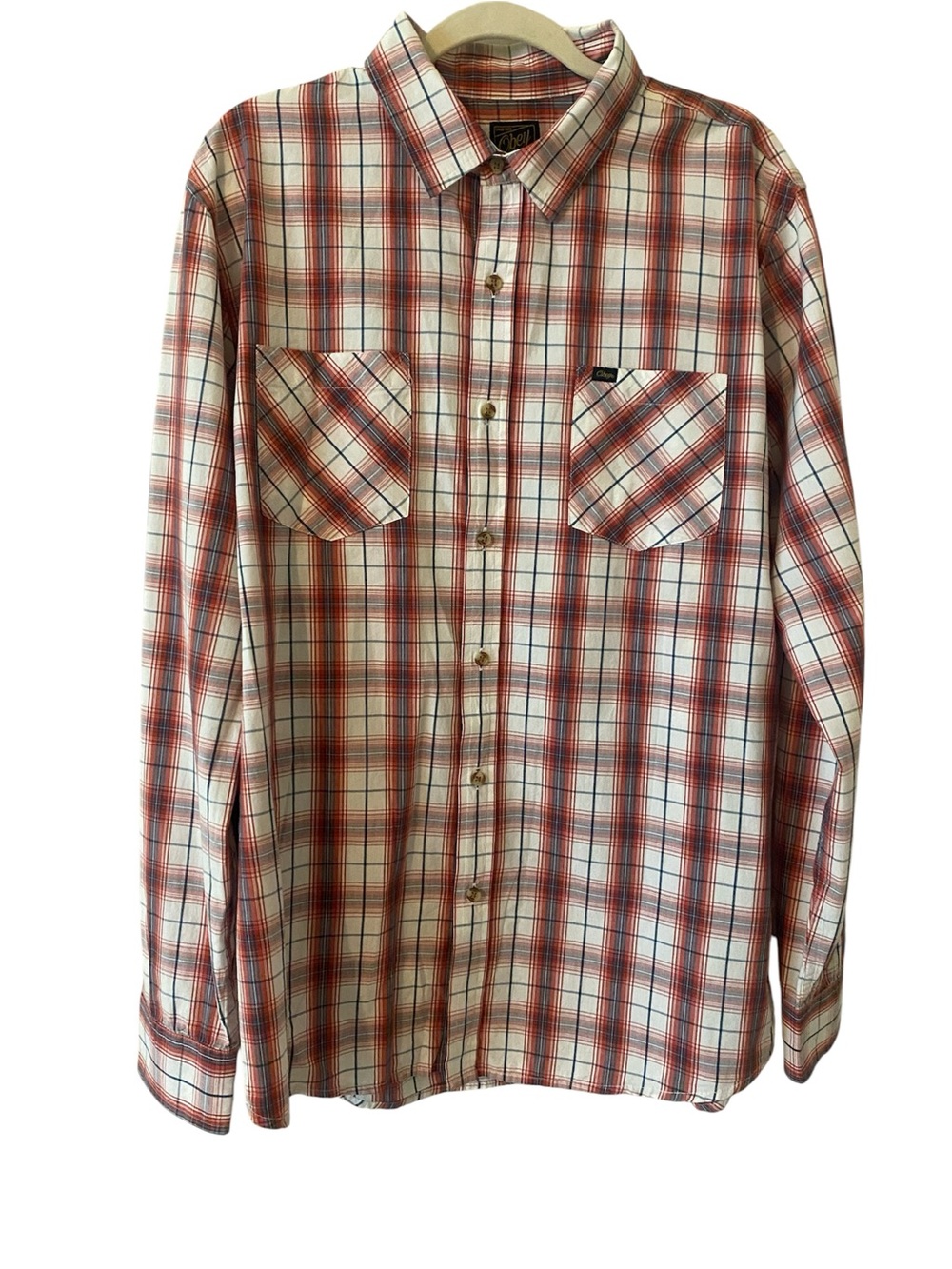 Men's Plaid Button-Up Shirt- Size Large